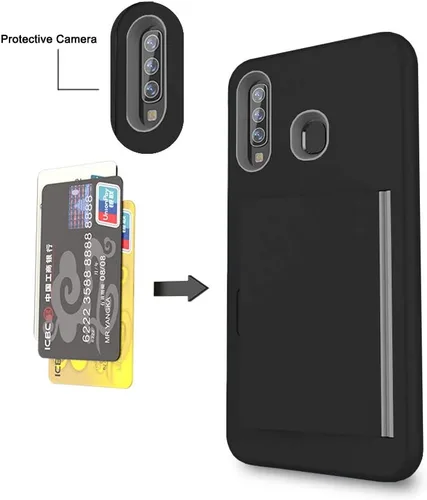 Vista 6 de Asuwish Funda para Samsung Galaxy A20 A30 A50 con protector de pantalla de vidrio templado y ranura para tarjetero, soporte para celular, Gaxaly