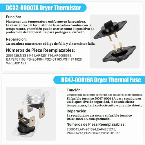 Vista 6 de Elemento calefactor para secadora DC97-14486A con OEM DC96-00887A, Compatible con secadora Samsung dv40j3000ew/a2 dv45h7000ew/a2 dve50r5400v/a3