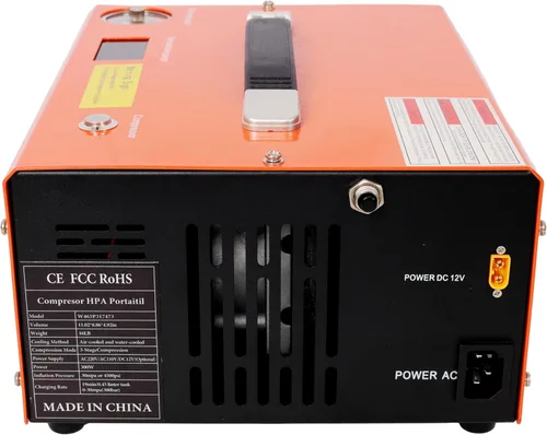 Vista 4 de Compresor de aire PCP, compresor de pistola de aire PCP portátil de 4500PSI con convertidor integrado, parada automática DC12V/AC120V Bomba