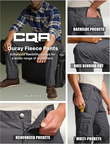 Vista 8 de CQR Pantalones tácticos de invierno para hombre, pantalones de trabajo térmicos para senderismo, pantalones cargo con forro polar para nieve y esquí