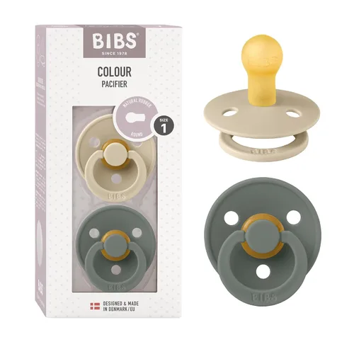 Vista 130 de BIBS - Paquete de 2 chupetes para bebés, goma natural libre de bisfenol A, hechos en Dinamarca, colección Colour, para bebés de 18+ meses, azul bebé