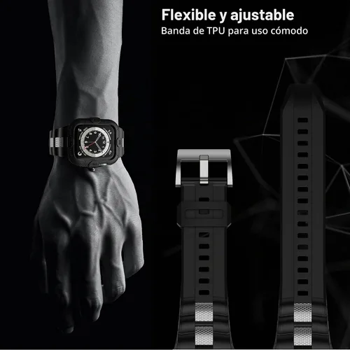 Vista 5 de Correas Compatibles para Apple Watch de 41mm, 40mm, 38mm, Correa Deportiva Resistente para Hombres con Estuche Protector para Watch Series 9, 8