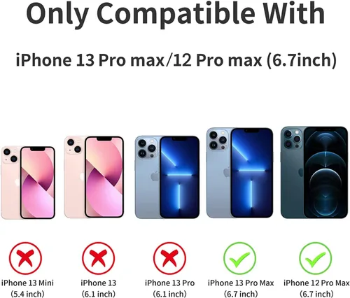 Vista 2 de VEGO Funda con soporte para iPhone 13 Pro Max / 12 Pro Max de 6.7 pulgadas con cubierta deslizante para lente, soporte de anillo giratorio de 360
