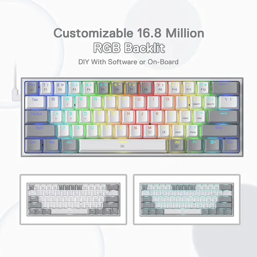 Vista 4 de Redragon Paquete de teclado K617 60% RGB y mouse inalámbrico para juegos M656 Gainer