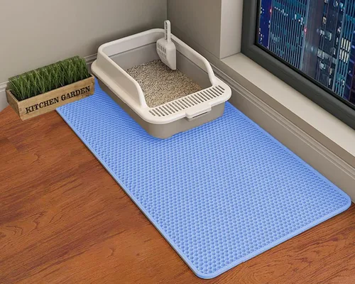 Vista 21 de HCY&WLD Tapete para arena de gatos, 45x26/35x24/30x22/24x18 pulgadas, tapete de doble capa para caja de arena de gatos, EVA antideslizante