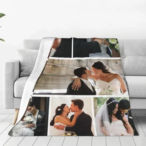 Vista 12 de Manta personalizada con texto, fotos, manta personalizada para cumpleaños de adultos y niños, boda, Navidad, Halloween, Día del Padre, Día
