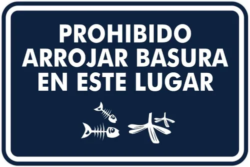 Vista 10 de Signs ByLITA Clásico enmarcado Prohibido Arrojar Basura en Este Lugar Gráfico Español Señal de Seguridad (Negro) - Pequeño