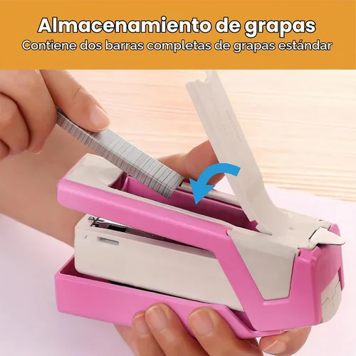 Vista 4 de Bostitch Office InCourage - Engrapadora compacta con resorte, 3 en 1, plástico, media tira, capacidad para 20 hojas, BCA rosa (1588)