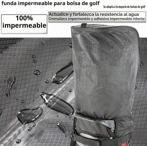 Vista 7 de Funda para bolsa de golf, cubierta de lluvia de nailon, impermeable, se adapta a la mayoría de bolsas de carrito de golf, fácil de usar, plegable