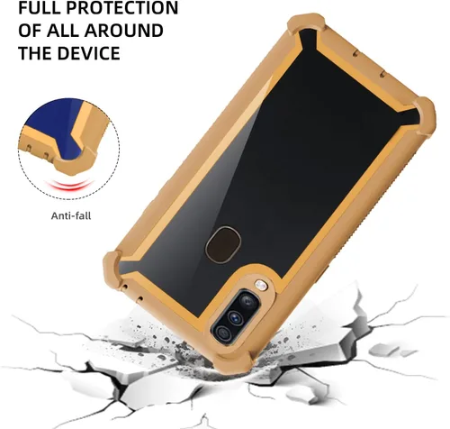 Vista 4 de Asuwish Funda de teléfono para Samsung Galaxy A70, resistente, a prueba de golpes, dura, a prueba de caídas, cuerpo completo, resistente, híbrida Oro