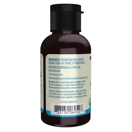 Vista 4 de Edulcorante líquido Better Stevia de NOW Foods, con glicerina, 2 fl oz