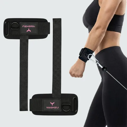 Vista 12 de Weight Lifting Straps with D Ring - Gym Straps with D Ring Negro