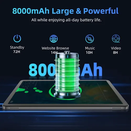 Vista 3 de Tablet Android 15 actualizada 2026, tabletas de 11 pulgadas, CPU Octa Core, 20GB+128GB+1TB de expansión, batería de 8000mAh + carga rápida de 18 W