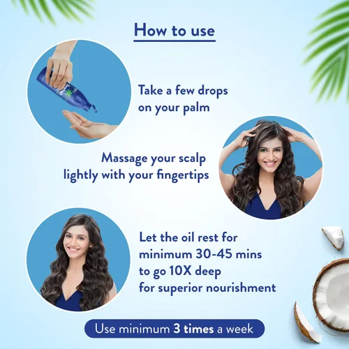 Vista 3 de Parachute Advansed Aceite de coco dorado con vitamina E Aceite de coco puro Para cabello largo, fuerte y nutrido Protección contra daños