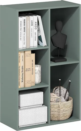 Vista 28 de Furinno PASIR - Estantería de libros de 2 niveles, estantería moderna de 9 x 12 x 21, estanterías abiertas para sala de estar, dormitorio, oficina