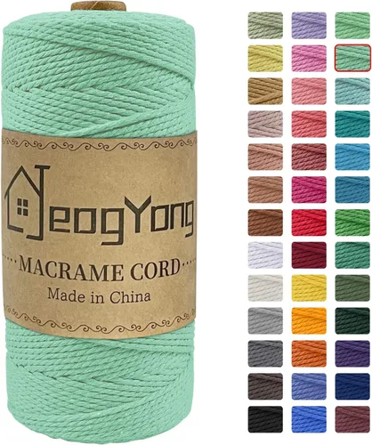 Vista 32 de JeogYong Cuerda de macramé de 0.078 pulgadas x 218 yardas, cuerda de algodón natural torcida de 3 hebras, cuerda de algodón de color para colgar