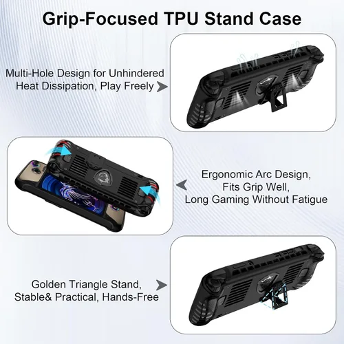 Vista 5 de Pidynx Full Protection Kit Compatible with MSI Claw8 - Storage Bag + Protective Case + 8" Tempered Glass Protector for Claw 8 Handheld EVA Leather