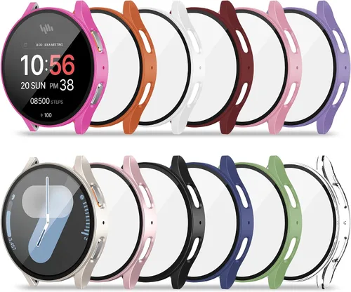Vista 7 de Paquete de 12 fundas para Samsung Galaxy Watch 9/8 de 1.575 pulgadas con protector de pantalla de vidrio templado, funda protectora resistente a
