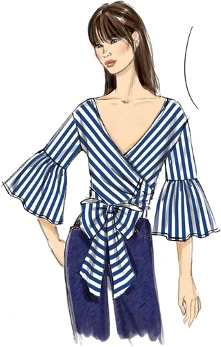 Vista 3 de Vogue Patterns Patrón de costura superior de Misses, 6-8-10-12-14, rojo