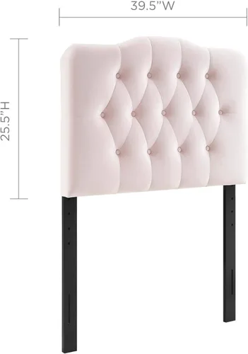 Vista 2 de Modway Annabel - Cabecero de terciopelo con estilo capitoné de diamantes para cama individual en color rosa