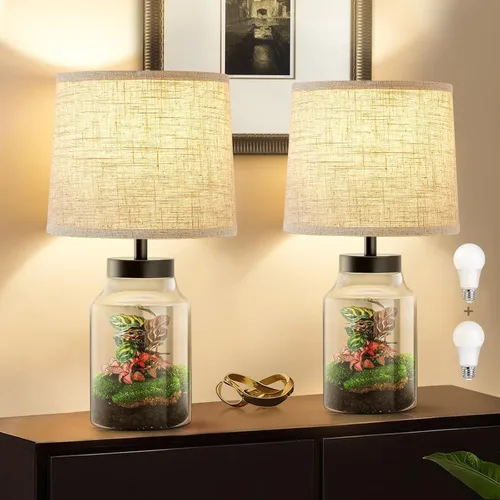 Vista 10 de GyroVu Lámpara de Mesa Rellenable para Decoraciones Navideñas, Lámpara de Mesa con Vidrio Transparente Rellenable DIY, Lámpara de Vidrio Moderna