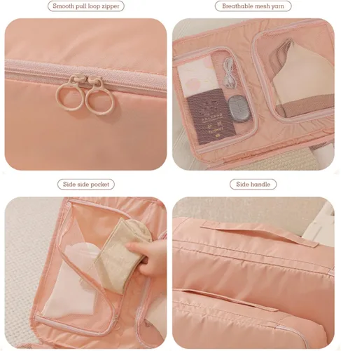 Vista 3 de 3 Pocket Travel Organizers Bag Large Capacity Breathable Meshes Storage for Clothes Underwear Luggage
