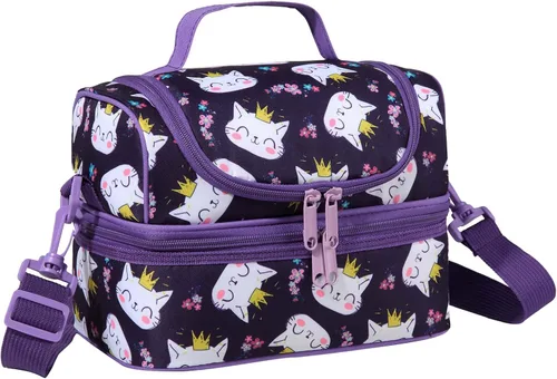 Vista 13 de Chase Chic Bolsa de almuerzo para niños, astronauta negro, poliéster, ligera, bien organizada, a prueba de fugas, 9.4x6.3x6.7 in