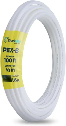 Vista 14 de SharkBite - Tubo de agua flexible PEX-B blanco de 1/2 pulgada x 1.5 metros, hecho en los Estados Unidos, paquete de 10, para fontanería, U860W5