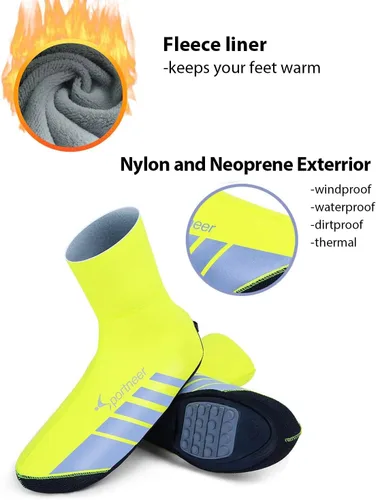 Vista 2 de Sportneer Fundas para zapatos cilíndricos, calentadores térmicos de invierno, cubierta de botas, neopreno impermeable y resistente al viento