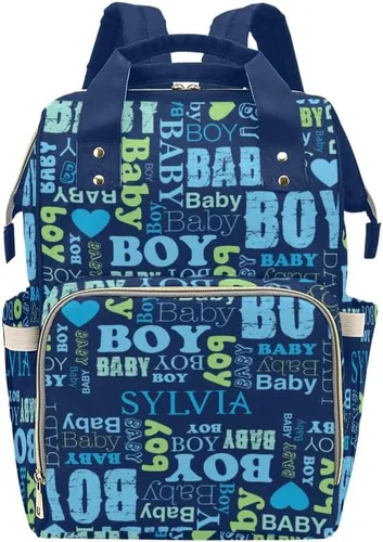 Vista 10 de Mochila de pañales personalizada, regalo con nombre, letras para bebé, color gris, rosa, bolsa de viaje versátil: gran capacidad y múltiples