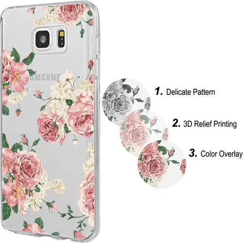 Vista 4 de Funda para Galaxy Note 5, Note 5 para niñas, transparente, suave, flexible, TPU acuarela, flores, floral, impreso, contraportada para Samsung Galaxy