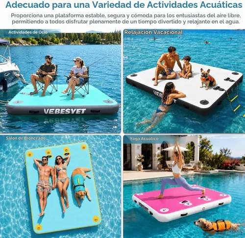 Vista 3 de Plataforma flotante inflable del muelle con la escalera suave Gris claro+negro