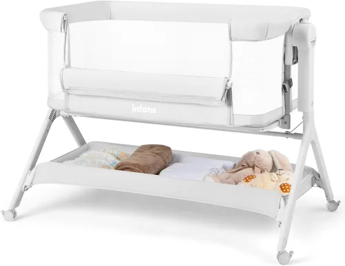 Vista 6 de INFANS - Moisés de bebé 5 en 1 con mecedora manual suave Gris claro