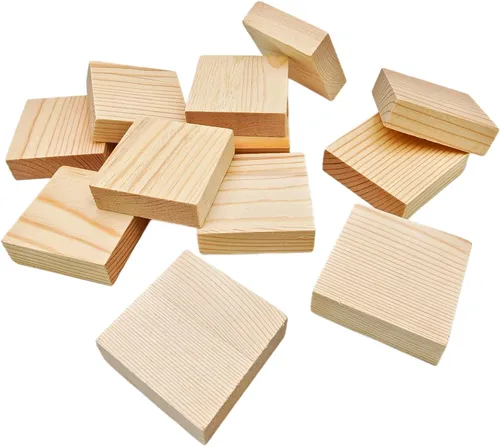 Vista 14 de 6 piezas de bloques cuadrados de madera sin terminar para manualidades, tablas de madera de pino en blanco de 15x15x1 centímetros, para tallado