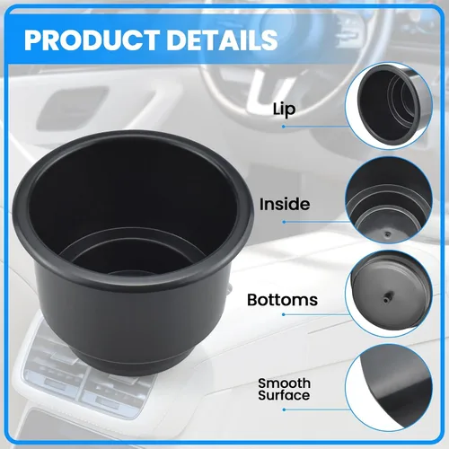 Vista 3 de SDTC Tech Portavasos negro para sofá, soporte universal de plástico empotrado con drenaje para barcos de RV, automóviles, sofás y carritos de golf