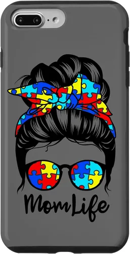 Vista 12 de Mom Life Messy Bun Hair Autism Funny Autism Case for iPhone 17