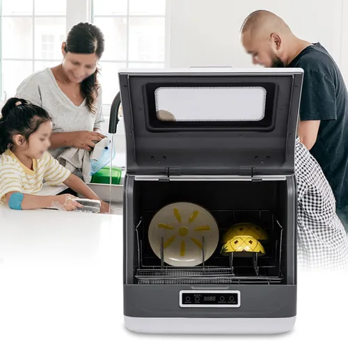 Vista 3 de Lavavajillas para encimera, lavavajillas automático de 360 grados, mini lavadora de platos con 3 programas de trabajo, limpieza profunda del Blanco