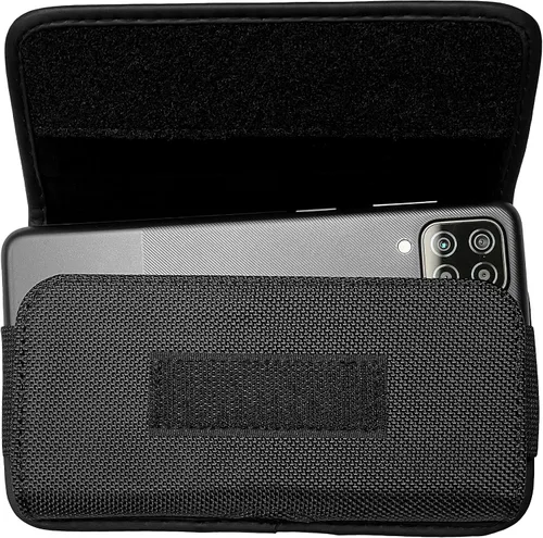 Vista 3 de Funda de nailon para iPhone SE (4.7 "), iPhone 5, 5S - Funda horizontal de lona para cintura con clip para cinturón/pinzas, color negro