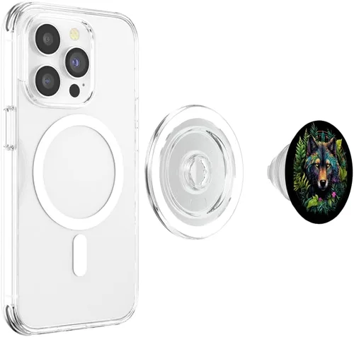 Vista 4 de Wolf Boho Native American Wolves Animal Wildlife PopSockets MagSafe PopGrip para iPhone