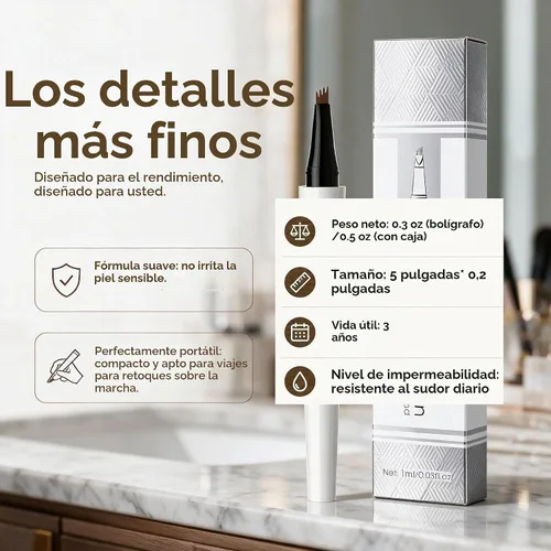 Vista 7 de Pluma de cejas de 4 puntas, trazos naturales para el cabello, forro, barba