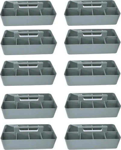 Vista 34 de Cesta grande portátil, divisores DIY, 8 compartimentos, organizador para suministros escolares, de oficina, para el hogar y negocios, cesta portátil