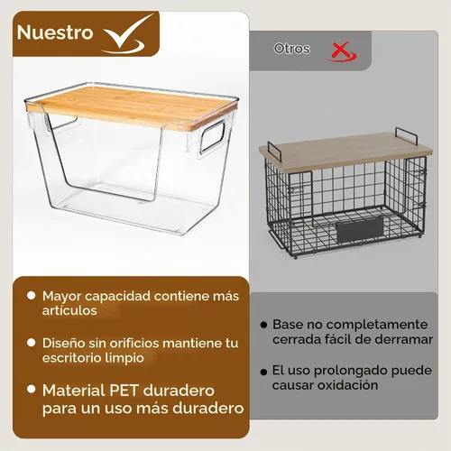 Vista 9 de Criusia 2 organizadores grandes y 2 pequeños de despensa y almacenamiento con tapas de bambú, contenedores transparentes apilables para cebolla