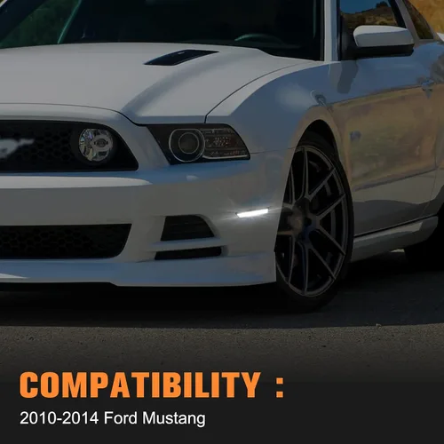 Vista 5 de Gempro Luces LED delanteras laterales para Ford Mustang 2010-2014 blanco parachoques marcador luces de estacionamiento lente ahumada, 2 unids