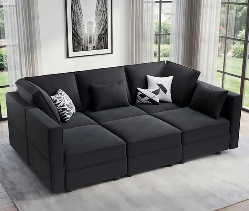 Vista 10 de Vesgantti - Sofás seccionales con asientos de almacenamiento, sofá seccional modular convertible en forma de L de 118" de 4 asientos y 1 otomán