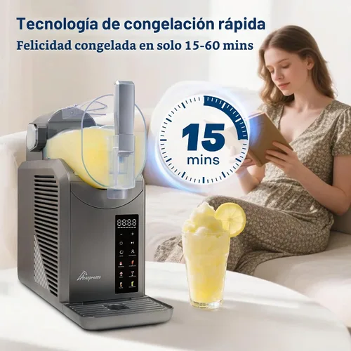 Vista 3 de Máquina de granizado para el hogar, máquina de bebidas congeladas de 81 onzas con 6 programas preestablecidos, temporizador de 6 horas