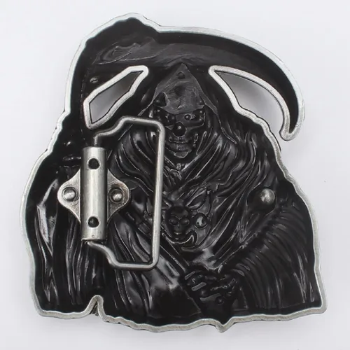 Vista 3 de Hebilla de cinturón de calavera para hombres, hebilla de cinturón de calavera de Parca, hebilla de cinturón de cabeza de calavera gótica, hebilla