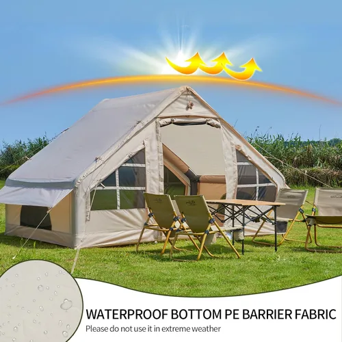 Vista 2 de Tienda de campaña inflable con bomba, para 4 a 6 personas, tienda de campaña de camping glamping, fácil instalación, tiendas familiares para 4