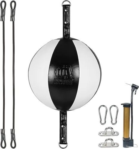 Vista 9 de InnoLife Kit de saco de boxeo de doble extremo con bola de perforación, kit de reacción de velocidad con cordones elásticos, perfecto