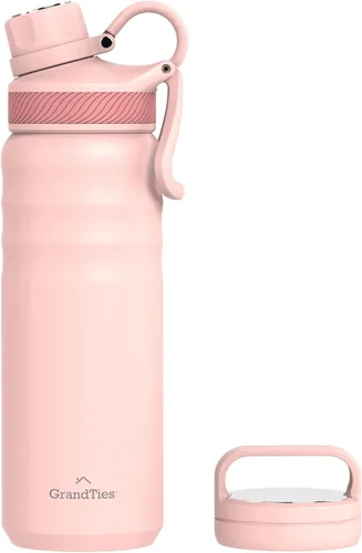 Vista 12 de GrandTies Botellas de agua deportivas de acero inoxidable con 2 tapas – Boca ancha aislada al vacío reutilizable a prueba de fugas sin BPA, Cantín