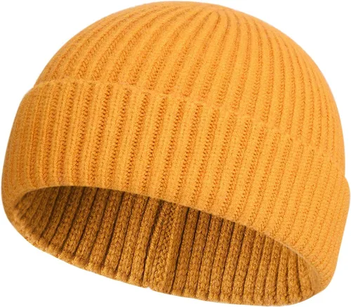 Vista 43 de ROYBENS Swag Wool Knit Cuff Short Fisherman Beanie for Men Women Winter Hat 1 albaricoque